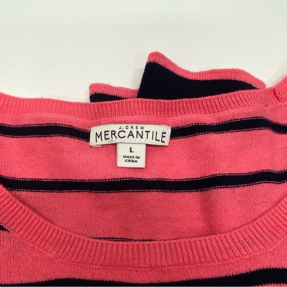 J Crew Mercantile Peyton Large Womens Sweater Mixed Striped Pink Black Casual - Picture 14 of 14